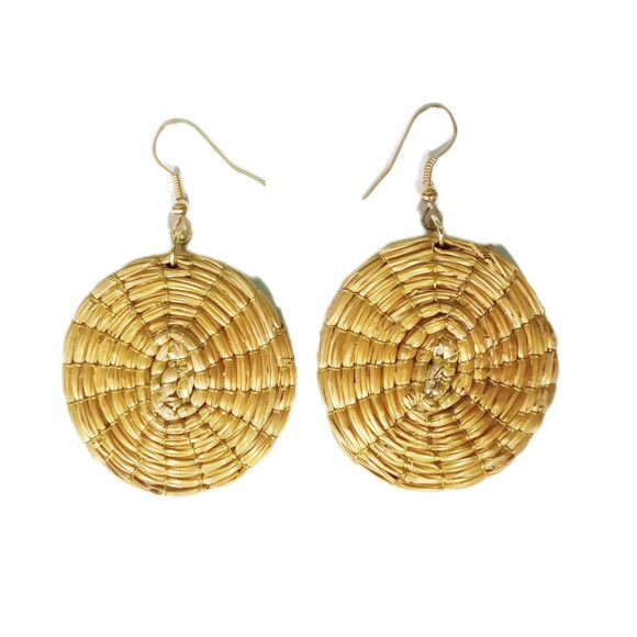 Brinco Capim Dourado Circulo, Artesanal