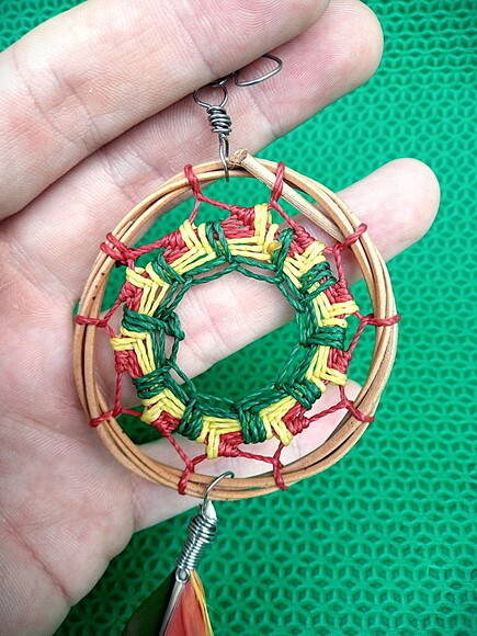 Brinco Filtro dos Sonhos Mandala, Penas Naturais ,artesanal