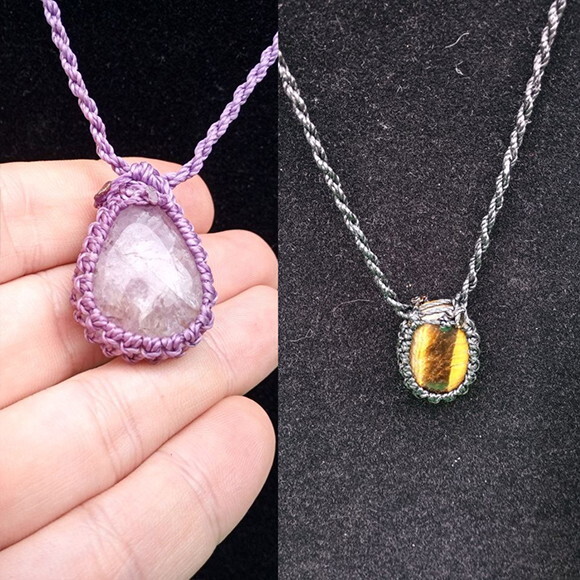 Colar de Macramê Artesanal com Pedra Natural, Variedades