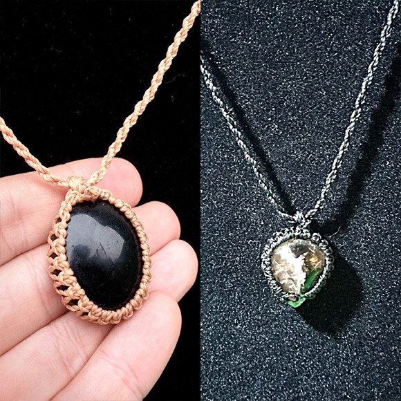 Colar de Macramê Artesanal com Pedra Natural, Variedades