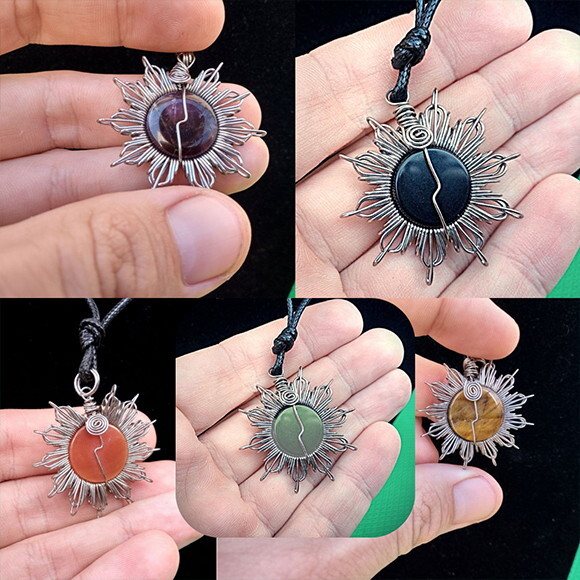Colar Mandala com Pedra Natural (variedades)