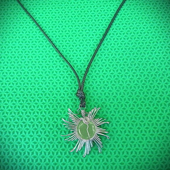 Colar Mandala Espiral Aço Inox Pedra Natural