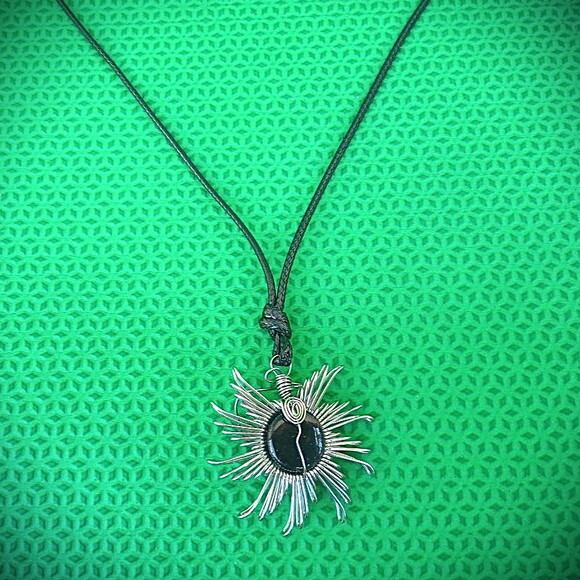 Colar Mandala Espiral Aço Inox Pedra Natural