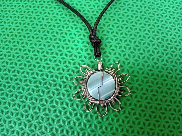 Colar Mandala Pedra Agatha Azul