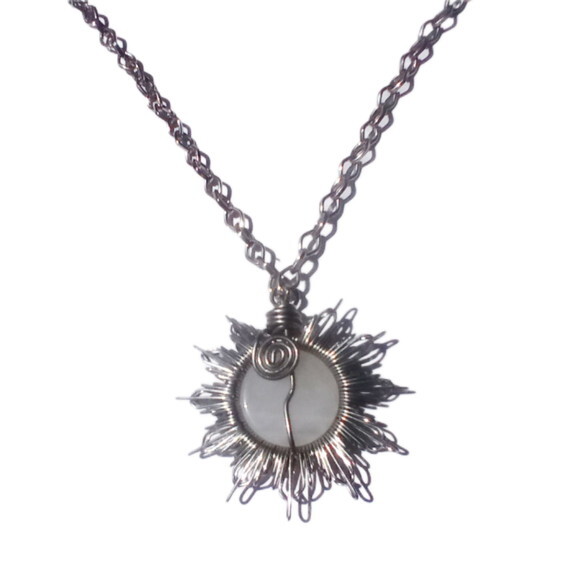 Colar Mandala Pedra Quartzo Branco