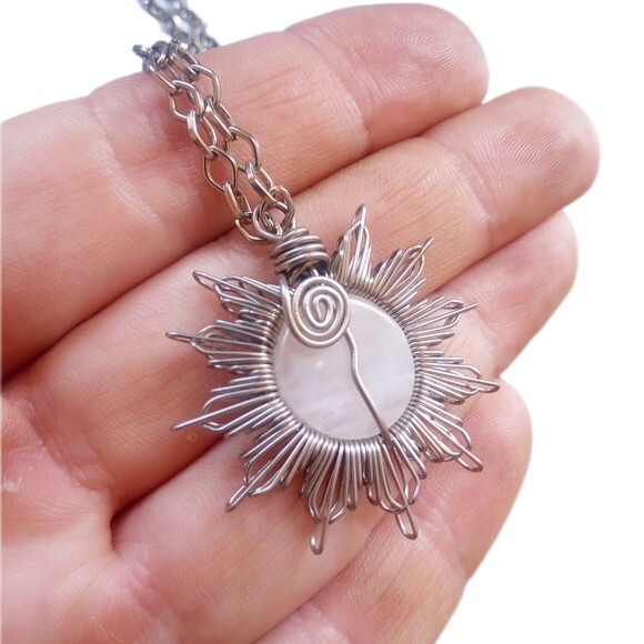 Colar Mandala Pedra Quartzo Branco