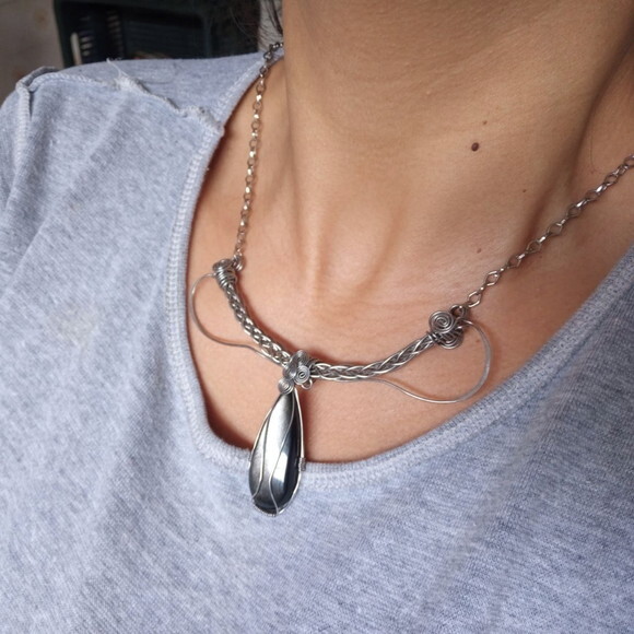 Colar Obsidiana Sheen Filigrana Artesanal