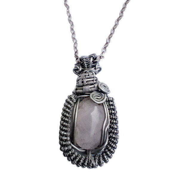 Colar Pingente Wire Wrap Quartzo Branco