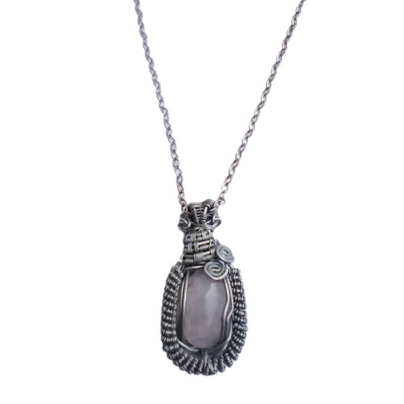 Colar Pingente Wire Wrap Quartzo Branco