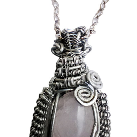 Colar Pingente Wire Wrap Quartzo Branco