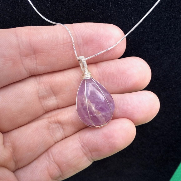 Colar Prata 950 com Pedra Ametista