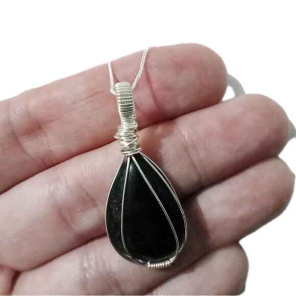 Colar Prata 950 com Pedra Ônix