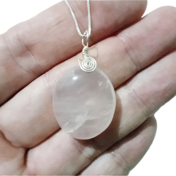 Colar Prata 950 com Quartzo Cristal