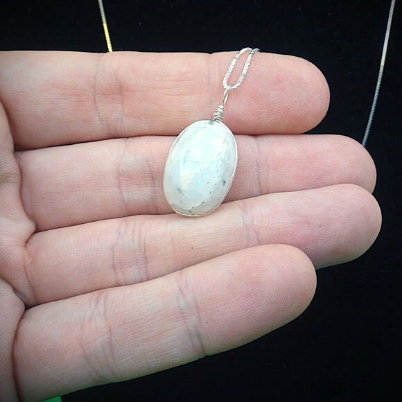 Colar Prata 950 Pedra da Lua Rainbown