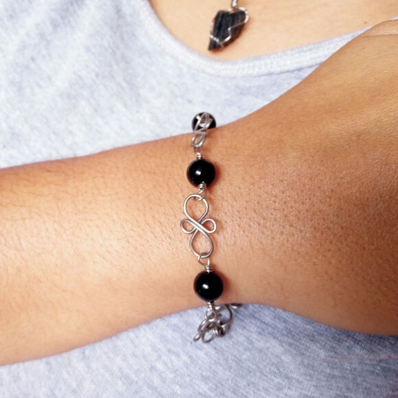 Conjunto de Ônix, Acessórios com Pedra Ônix e Turmalina