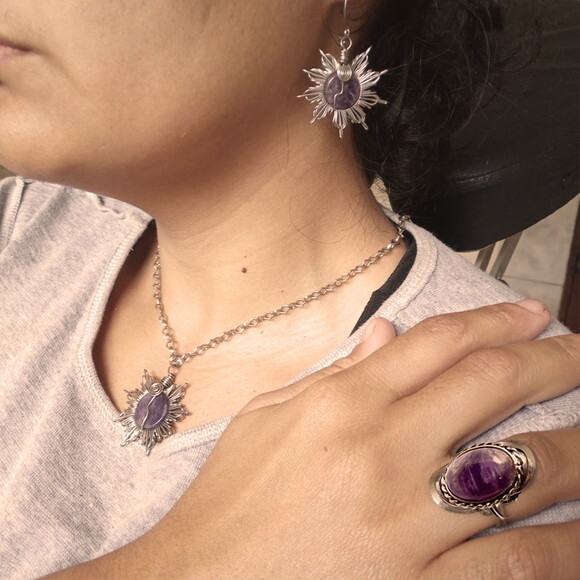 Conjunto Pedra Ametista, Kit Ametista, Artesanal