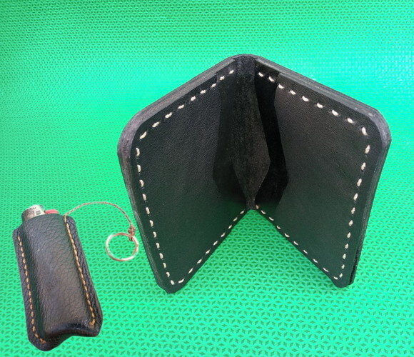 Kit Carteira com Capinha de Isqueiro de Couro