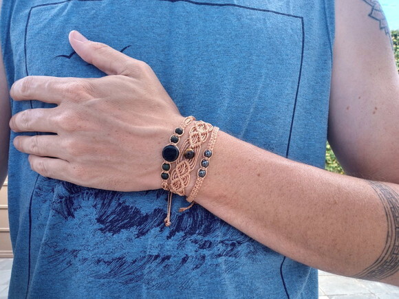 Kit de Pulseiras de Macramê Bege, Artesanal