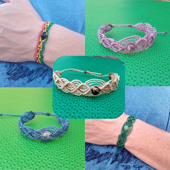 Pulseira de Macramê com Pedra Natural, Variedades