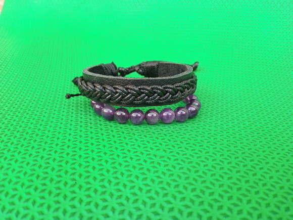 Pulseira Dupla, Kit de Pulseiras de Ametista