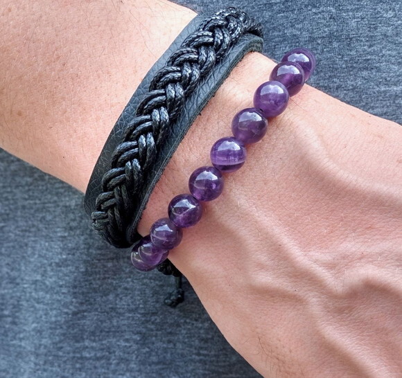 Pulseira Dupla, Kit de Pulseiras de Ametista