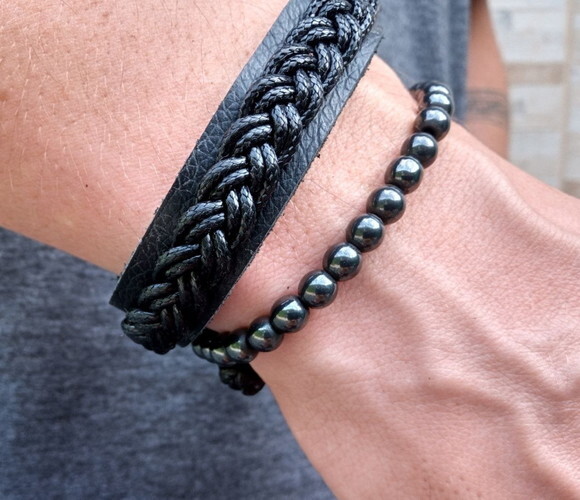Pulseira Dupla, Kit de Pulseiras Hematita