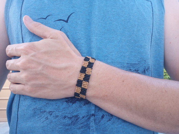 Pulseiras de Macramê, Larga, Xadrez, Artesanal
