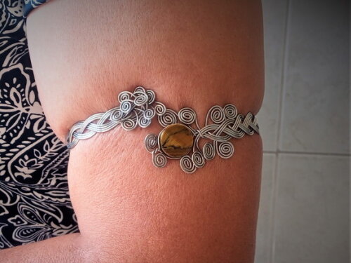 Bracelete de Aço Inox com Olho de Tigre