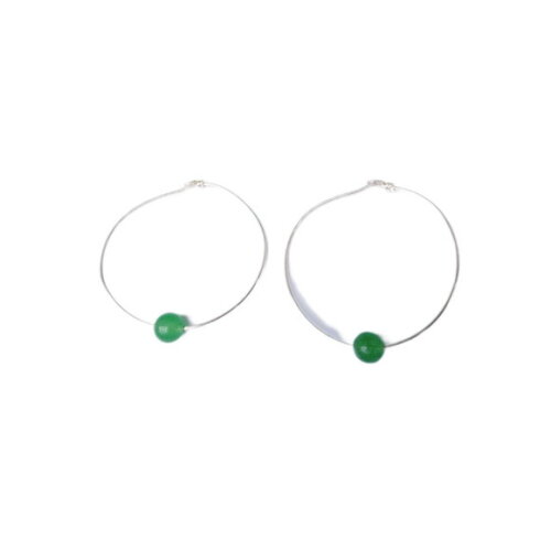 Brinco Argola Prata 950 com Quartzo Verde