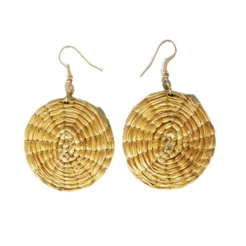 Brinco Capim Dourado Circulo, Artesanal