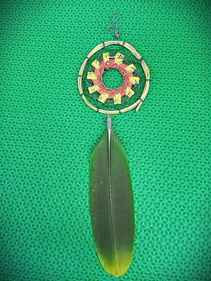 Brinco Filtro dos Sonhos Mandala, Penas Naturais ,artesanal