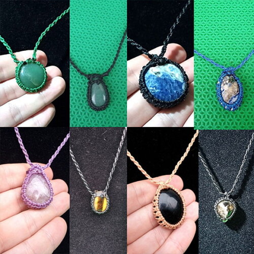 Colar de Macramê Artesanal com Pedra Natural, Variedades