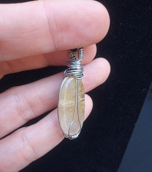 Colar de Pedra Quartzo Rutilado Dourado Natural