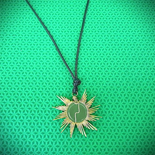Colar Mandala Espiral Latão Pedra Natural