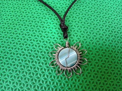 Colar Mandala Pedra Agatha Azul