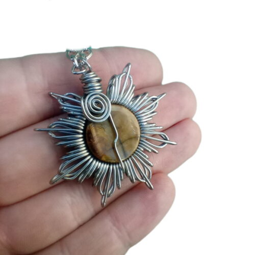 Colar Mandala Pedra Olho de Tigre