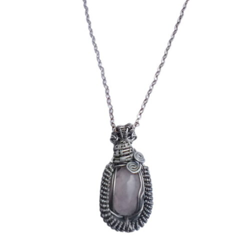 Colar Pingente Wire Wrap Quartzo Branco
