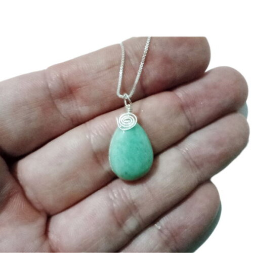 Colar Prata 950 com Pedra Amazonita