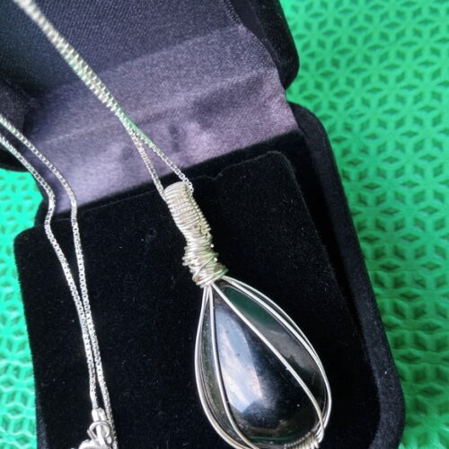 Colar Prata 950 com Pedra Ônix