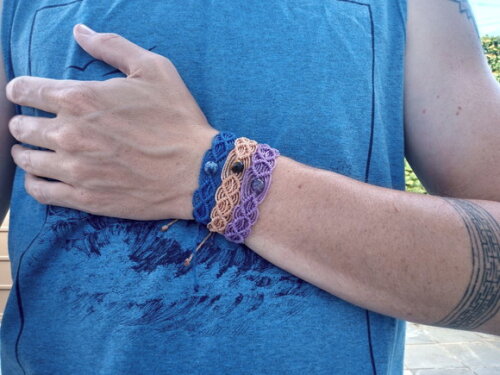 Kit de Pulseiras de Macramê Colorida, Artesanal