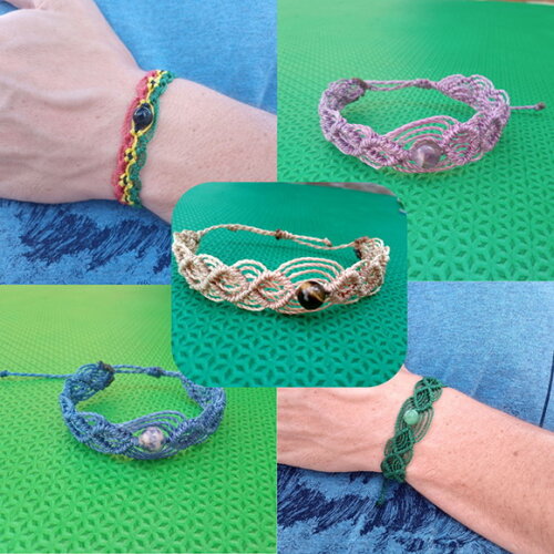 Pulseira de Macramê com Pedra Natural, Variedades