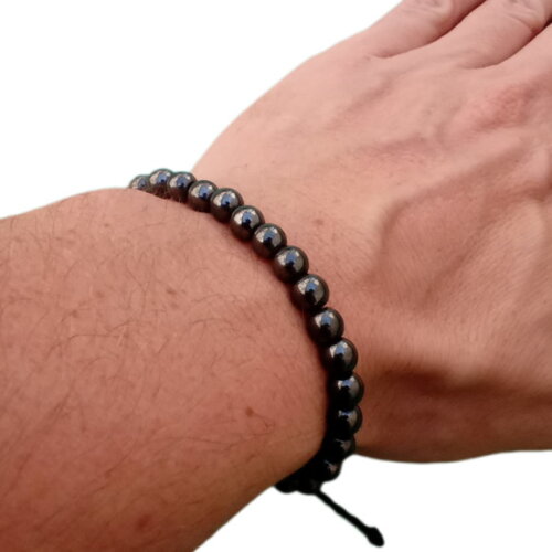 Pulseira Hematita de Pedras Esféricas