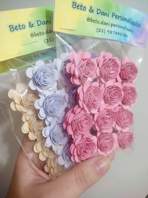Mini Flor de Papel para Topo de Bolo - PCT com 12 unidades