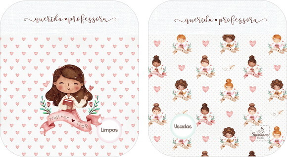 Case porta máscaras dupla face - Professora