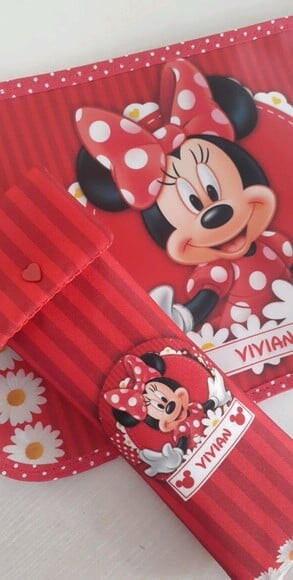 Jogo americano e porta talher Minnie Vermelha