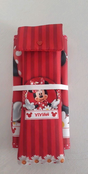 Jogo americano e porta talher Minnie Vermelha