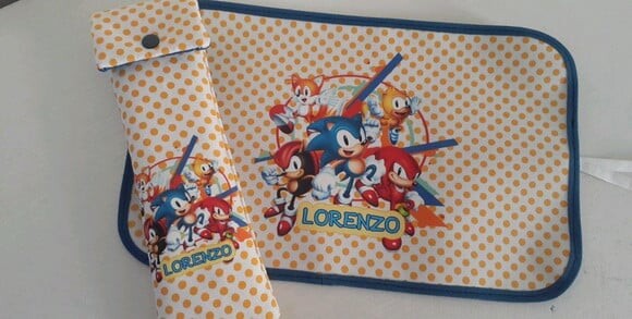 Jogo americano e porta talher Sonic
