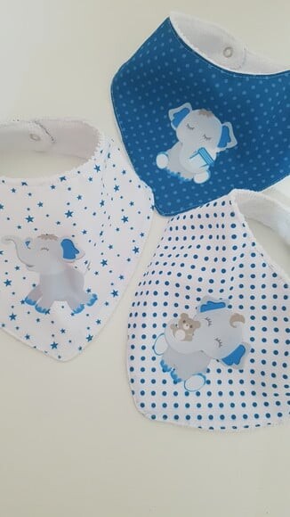 Kit 3 babadores - Elefante baby