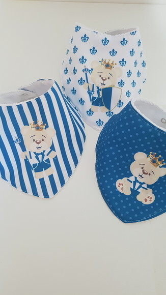 Kit 3 babadores - Ursinho Realeza