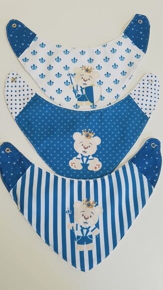 Kit 3 babadores - Ursinho Realeza